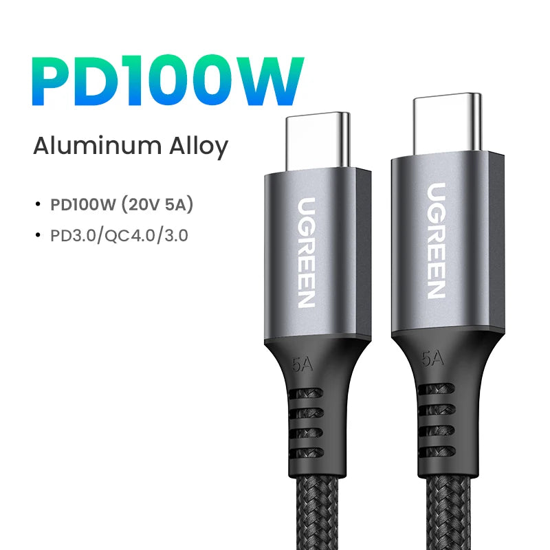 100W USB-C to USB-C Cable for MacBook, iPad, Samsung