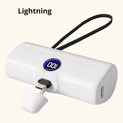 Portable Fast Charger with Built-In Cable for iPhone/Samsung