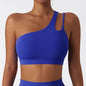 Oblique Shoulder Yoga Bra Women's Beautiful Back Gym Sports Underwear Hollow out Back Running Fitness Vest Push Up Workout Top