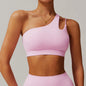 Oblique Shoulder Yoga Bra Women's Beautiful Back Gym Sports Underwear Hollow out Back Running Fitness Vest Push Up Workout Top