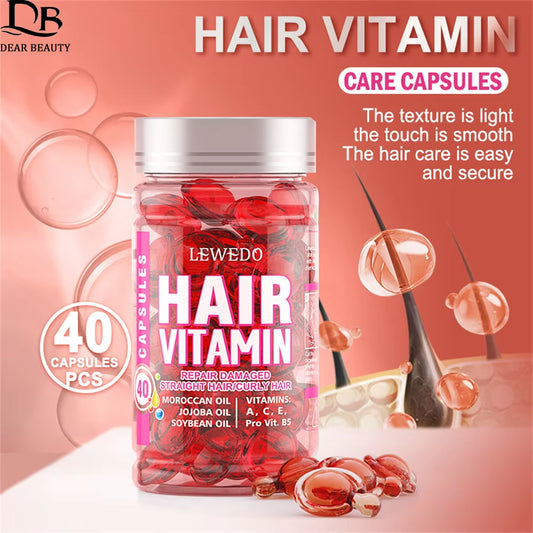 40Pcs Vitamin Hair Care Oil Capsules, Anti-Frizz & Repair