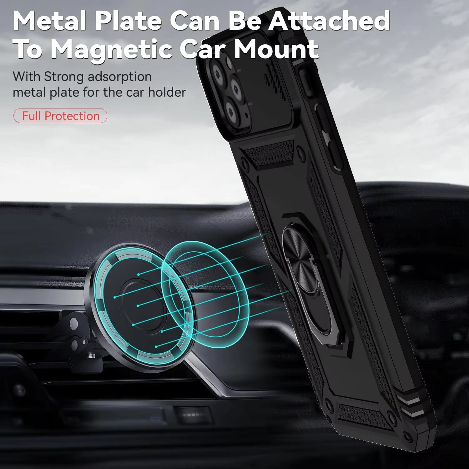"iPhone 11 Case with Lens Cover & Kickstand Drop Protection"