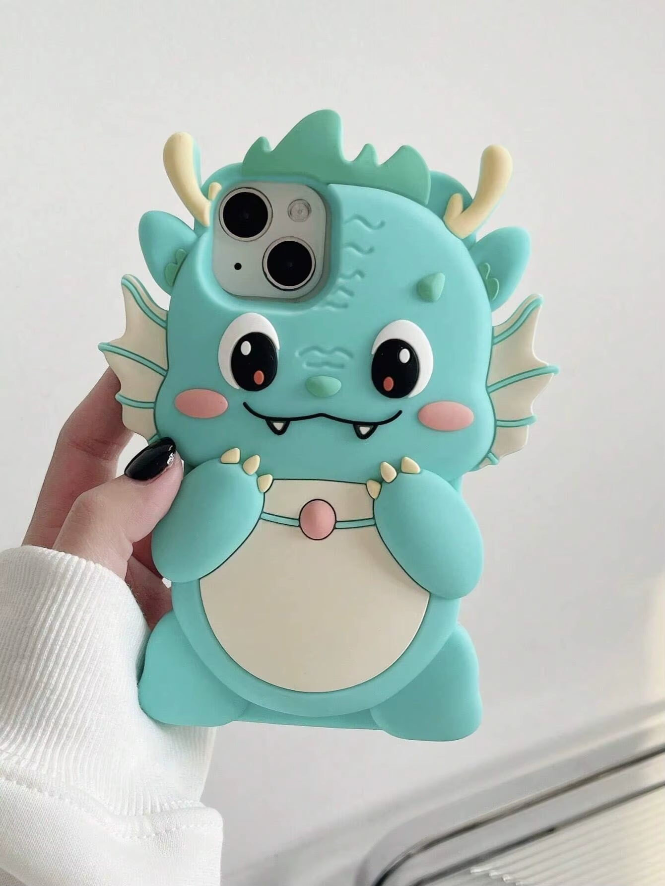 Soft Silicone Dragon Baby Phone Case - Light Blue, Kawaii