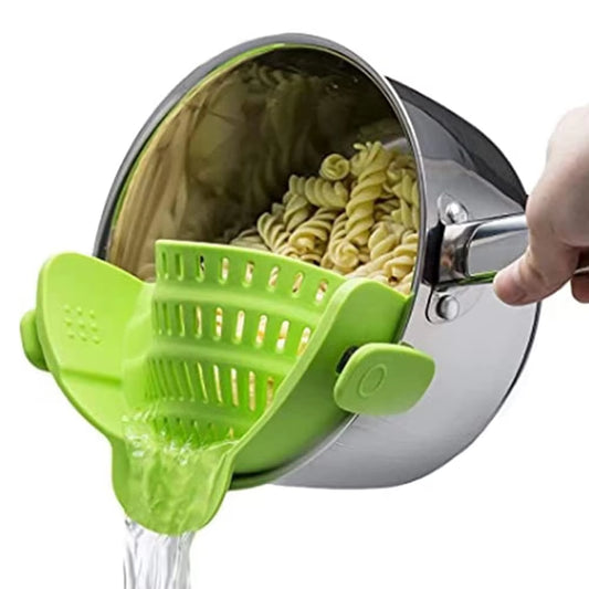 **Clip-On Silicone Kitchen Strainer for Pots & Pans**