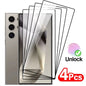 4PCS Full Cover Tempered Glass for  Galaxy S24 S25 Ultra Fingerprint Unlock Screen Protector S24Plus S24+ S24 Ultra Glass