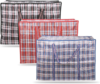 3-Pack Large Heavy Duty Laundry Bags with Zips & Handles