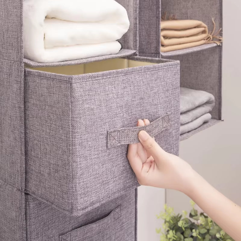 "Collapsible Wardrobe Hanging Storage Bag with Shelves"