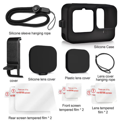 "Silicone Case & Tempered Glass for GoPro Hero 11/10/9"