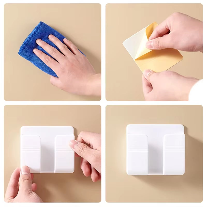 Wall Mounted Remote & Phone Holder with Charging Hook