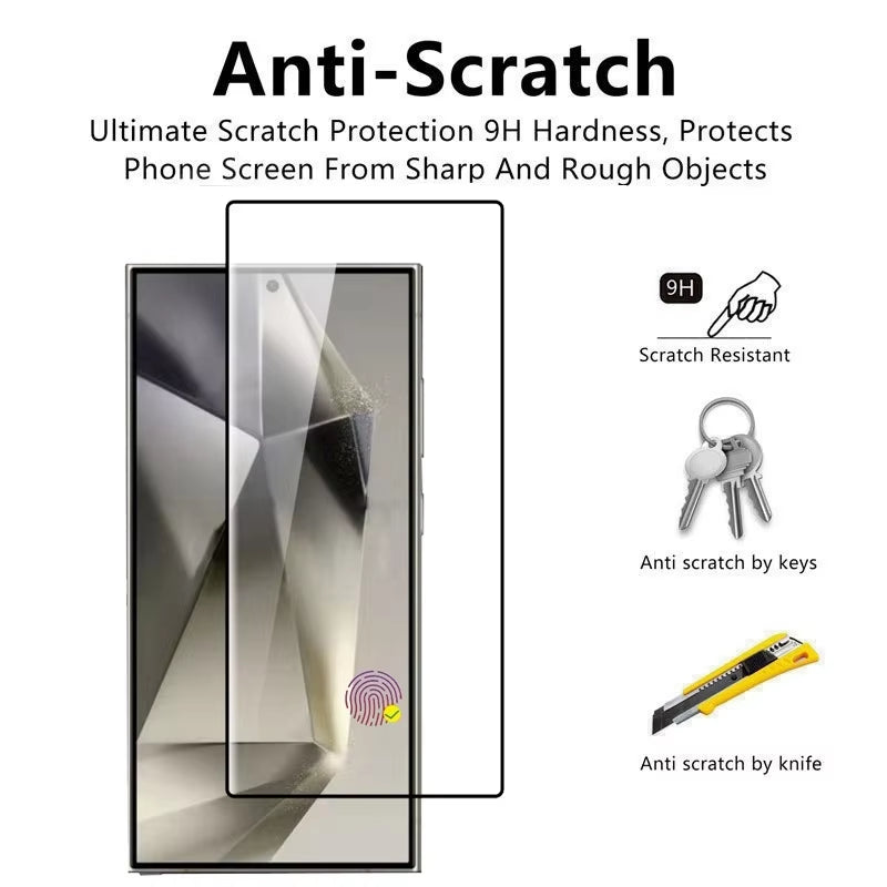 4PCS Full Cover Tempered Glass for  Galaxy S24 S25 Ultra Fingerprint Unlock Screen Protector S24Plus S24+ S24 Ultra Glass