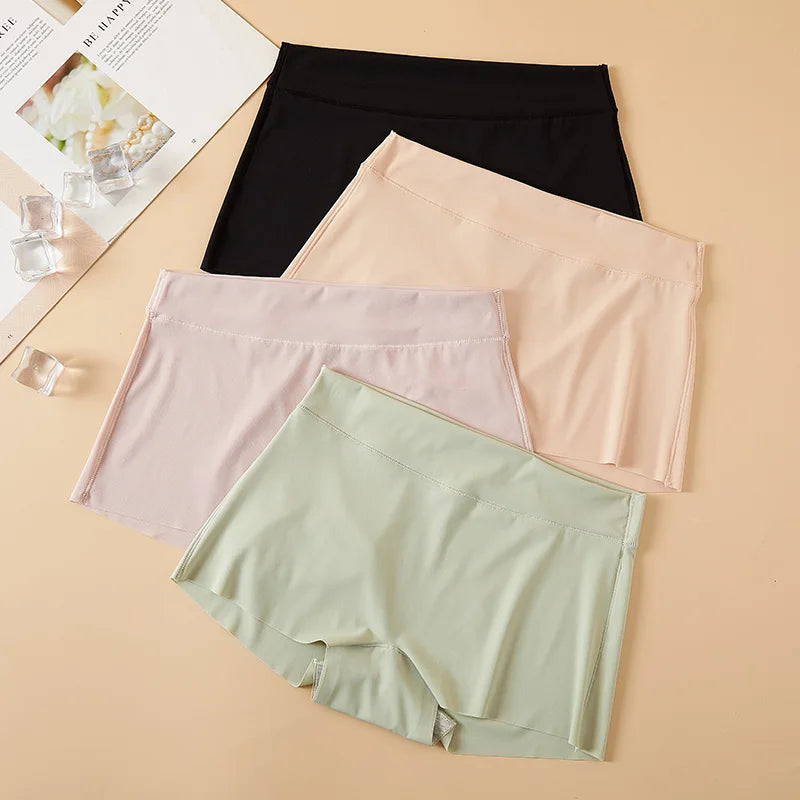 Women’s Seamless Safety Shorts – Ice Silk, Anti-Friction Boyshorts