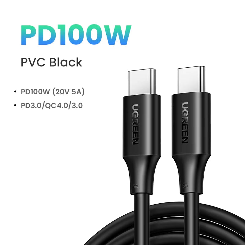 100W USB-C to USB-C Cable for MacBook, iPad, Samsung