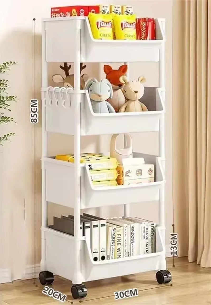 "Trolley Bookshelf & Narrow Storage Rack for Kitchen & Bathroom"