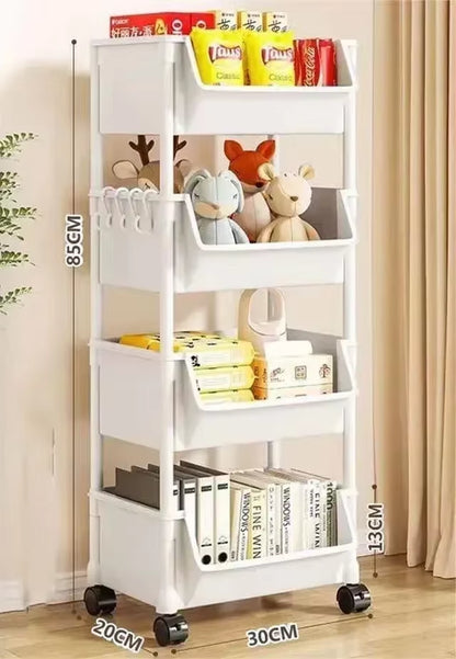 "Trolley Bookshelf & Narrow Storage Rack for Kitchen & Bathroom"