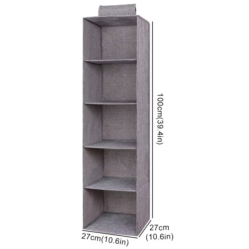 "Collapsible Wardrobe Hanging Storage Bag with Shelves"