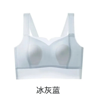 Summer ultra-thin no-mark underwear women's large breasts show small side breast strapless anti-go bra ice silk sling vest