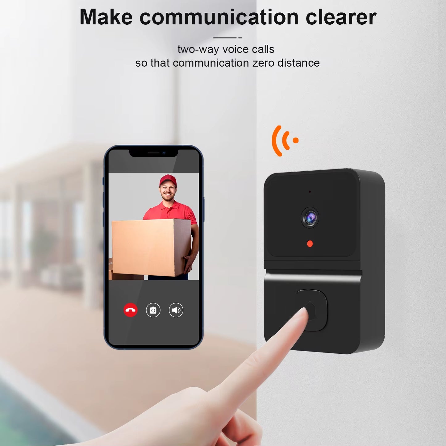 Smart Video Doorbell WiFi Tuya Wireless, 2-Way Voice Call