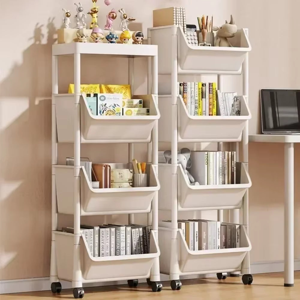"Trolley Bookshelf & Narrow Storage Rack for Kitchen & Bathroom"