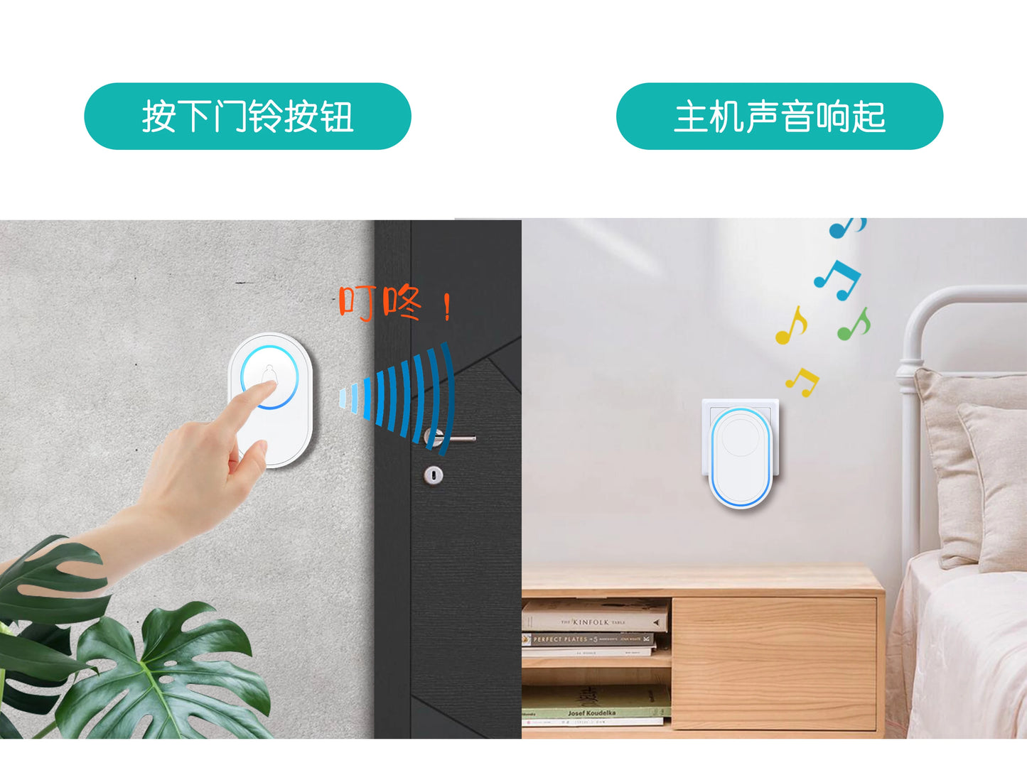 Tuya APP Wireless WiFi Smart Doorbell, Waterproof, Remote