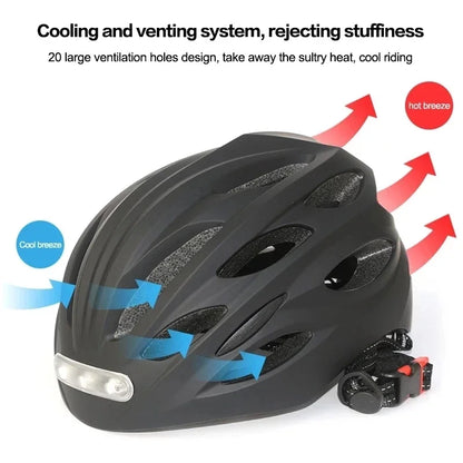 LED Cycling Helmet with Tail Light – Integrally Molded Outdoor Bike Helmet for Men