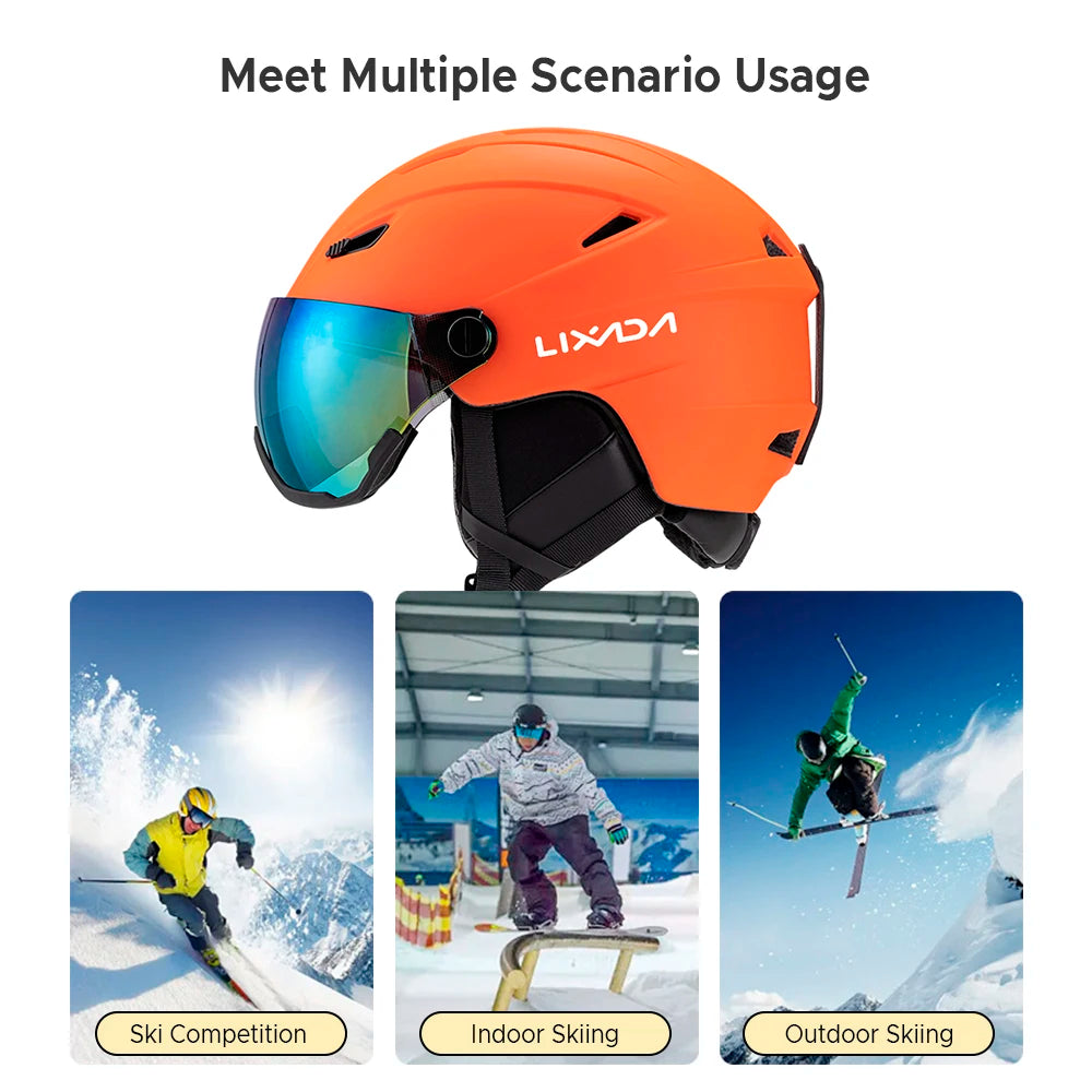 LIXADA Integrated Ski Helmet for Men & Women – Snowboard Helmet with Removable Visor & Goggles