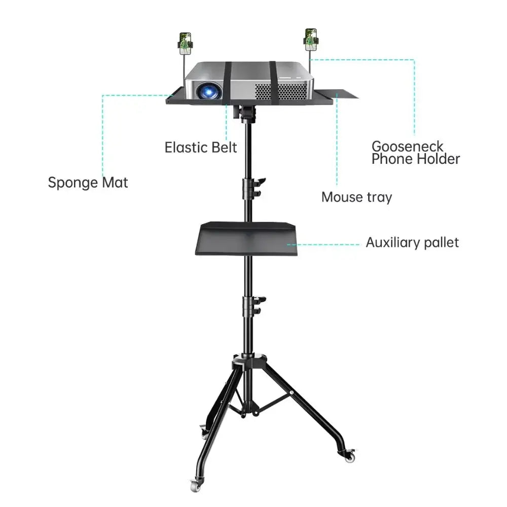 Adjustable Projector Tripod Stand for Laptop, Mic & Desk