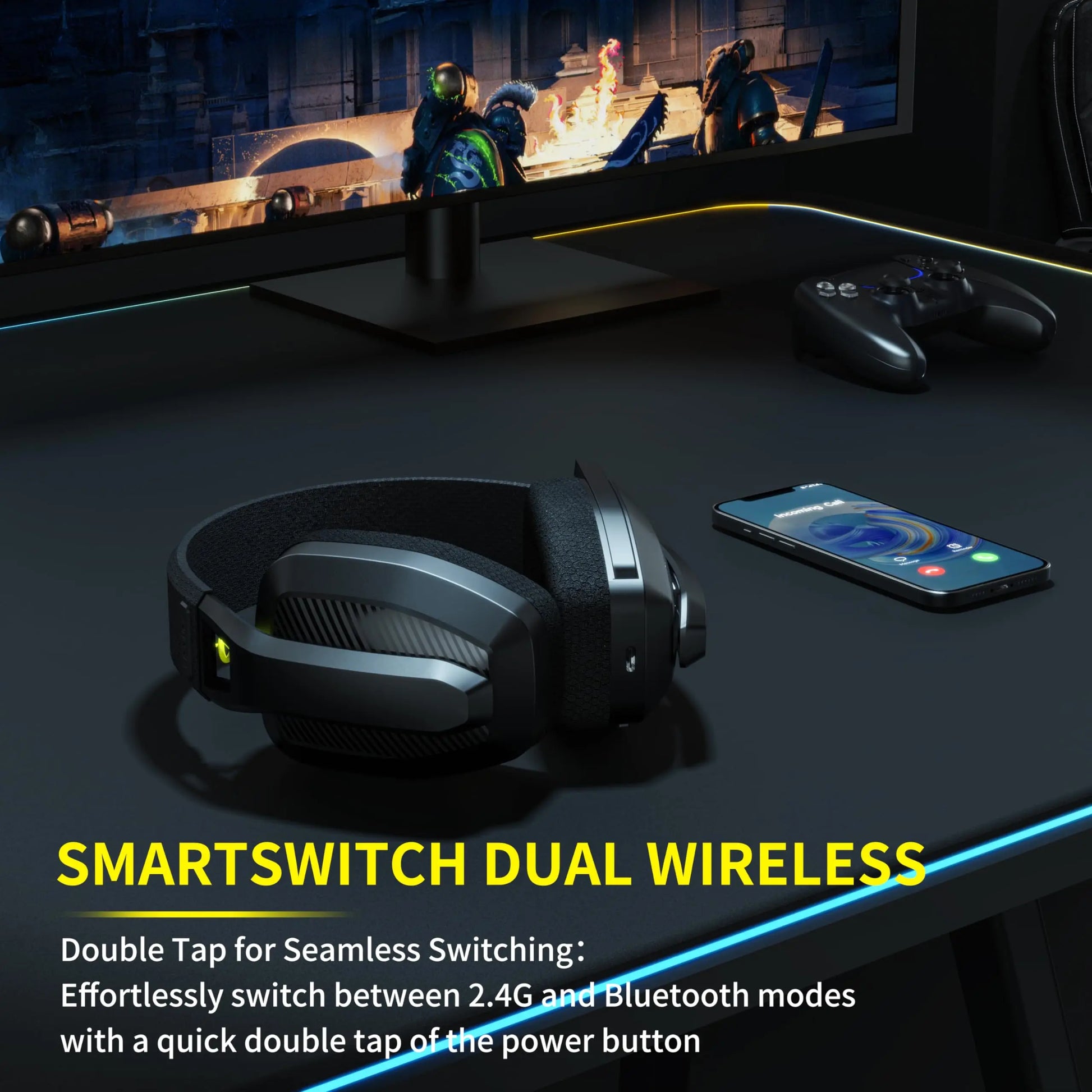 BINNUNE BW06 Wireless Gaming Headset with Mic for PS5/PC