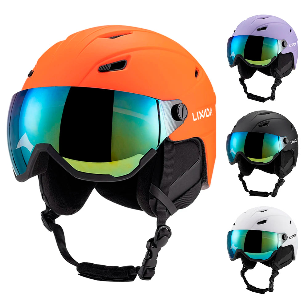 LIXADA Integrated Ski Helmet for Men & Women – Snowboard Helmet with Removable Visor & Goggles