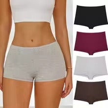 Women's Cotton Seamless Sports Boxers - Cozy Solid Briefs, XS-XL