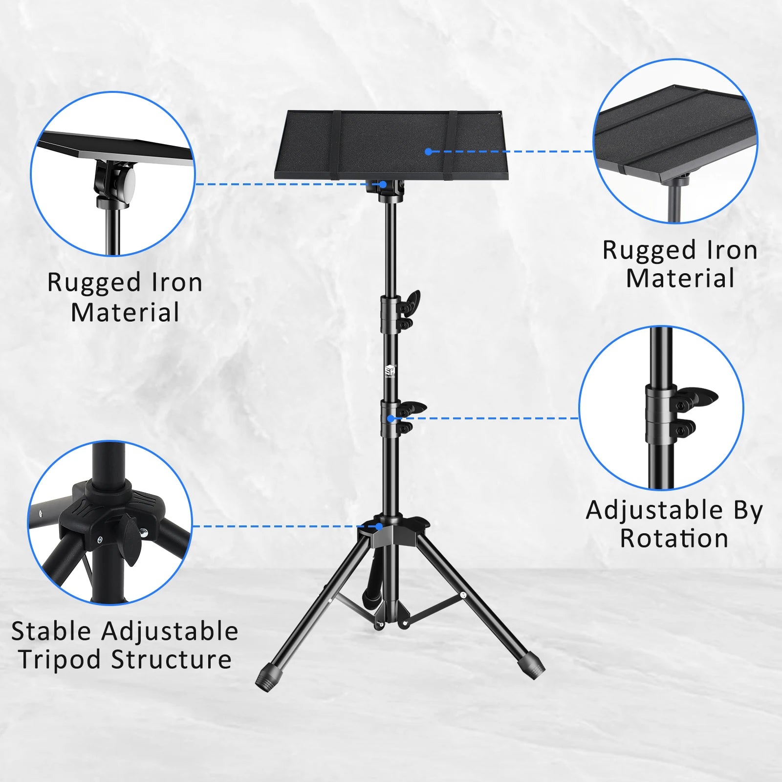 Adjustable Projector Tripod Stand for Laptop, Mic & Desk