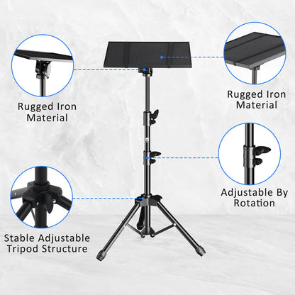 Adjustable Projector Tripod Stand for Laptop, Mic & Desk