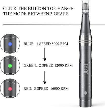 Electric Beauty Pen Kit with 24Pcs Cartridges, Grey