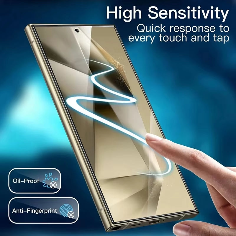 4PCS Full Cover Tempered Glass for  Galaxy S24 S25 Ultra Fingerprint Unlock Screen Protector S24Plus S24+ S24 Ultra Glass