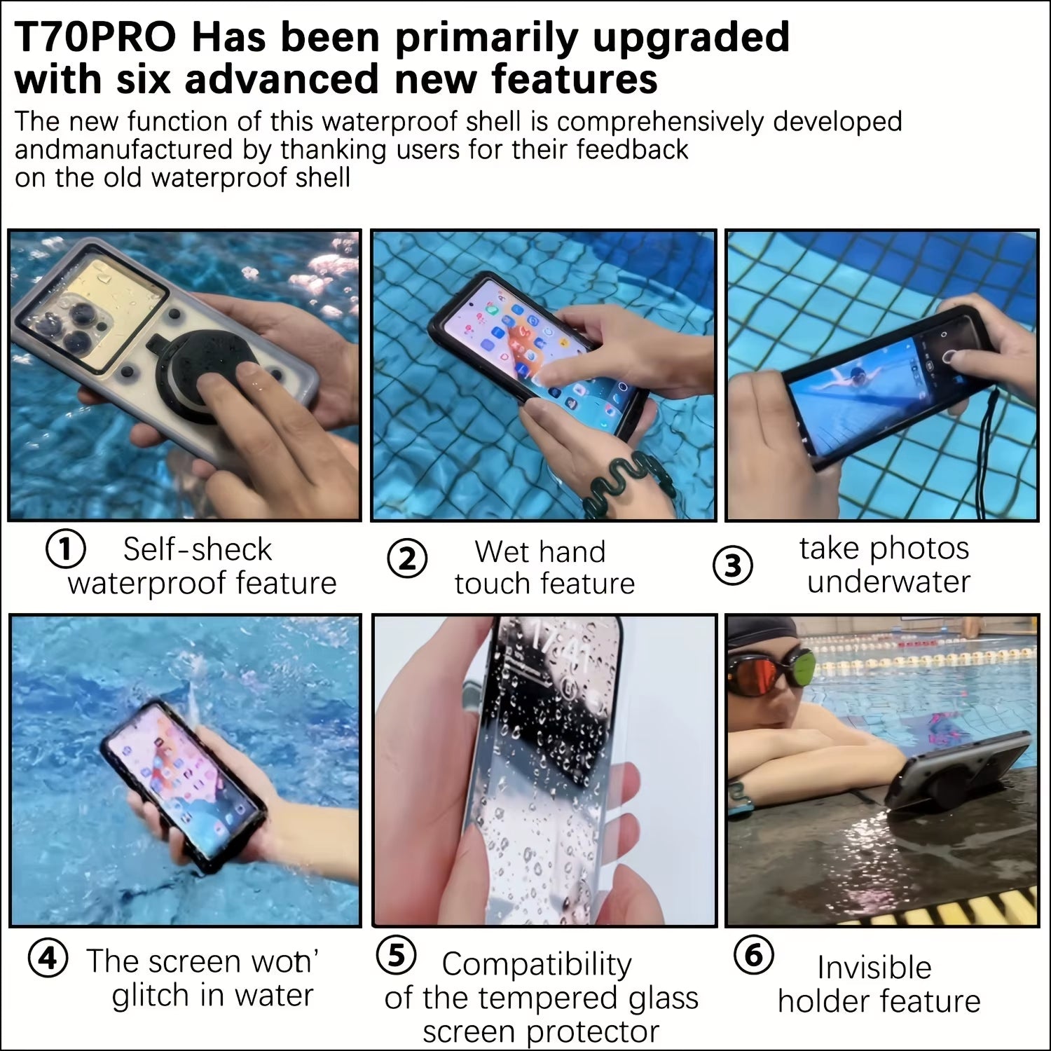"Shockproof Waterproof Phone Case 6.9'' with Stand & Protection"