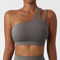 Oblique Shoulder Yoga Bra Women's Beautiful Back Gym Sports Underwear Hollow out Back Running Fitness Vest Push Up Workout Top