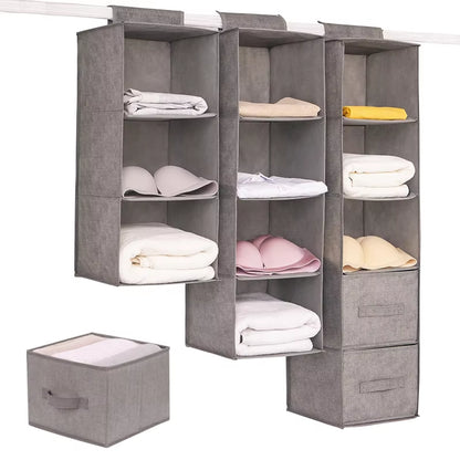 "Collapsible Wardrobe Hanging Storage Bag with Shelves"