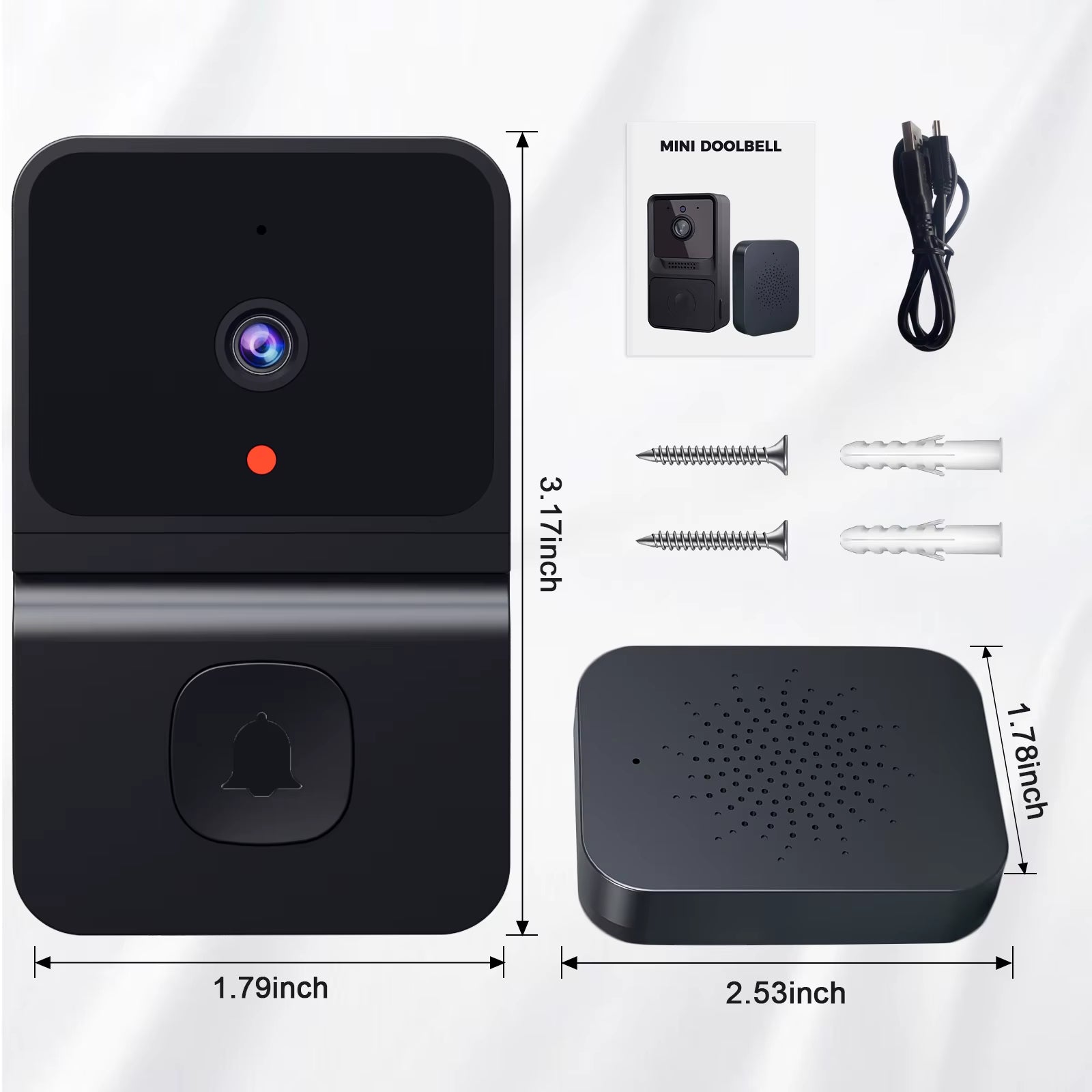 Smart Video Doorbell WiFi Tuya Wireless, 2-Way Voice Call