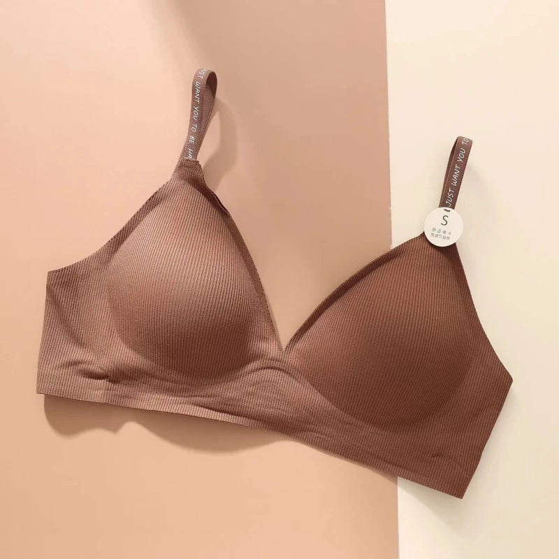 Top New Threaded Non-marking Women's Bra Without Steel Ring Gathering Anti-sagging Women's Underwear Sports Comfortable Bra