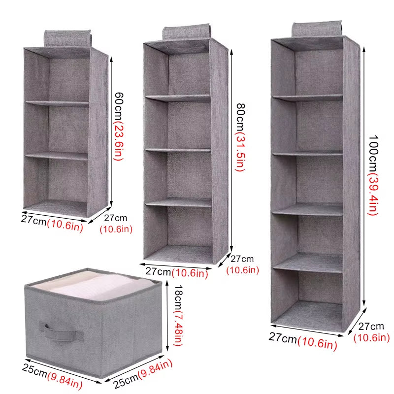 "Collapsible Wardrobe Hanging Storage Bag with Shelves"