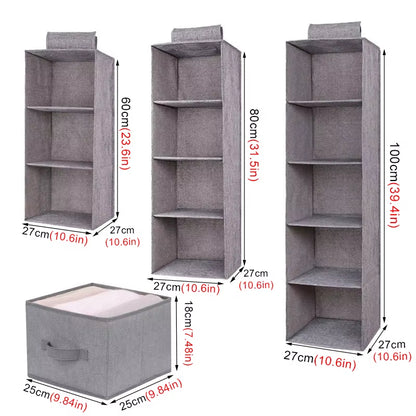 "Collapsible Wardrobe Hanging Storage Bag with Shelves"