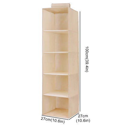 "Collapsible Wardrobe Hanging Storage Bag with Shelves"
