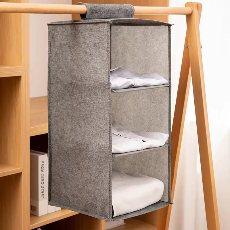 "Collapsible Wardrobe Hanging Storage Bag with Shelves"
