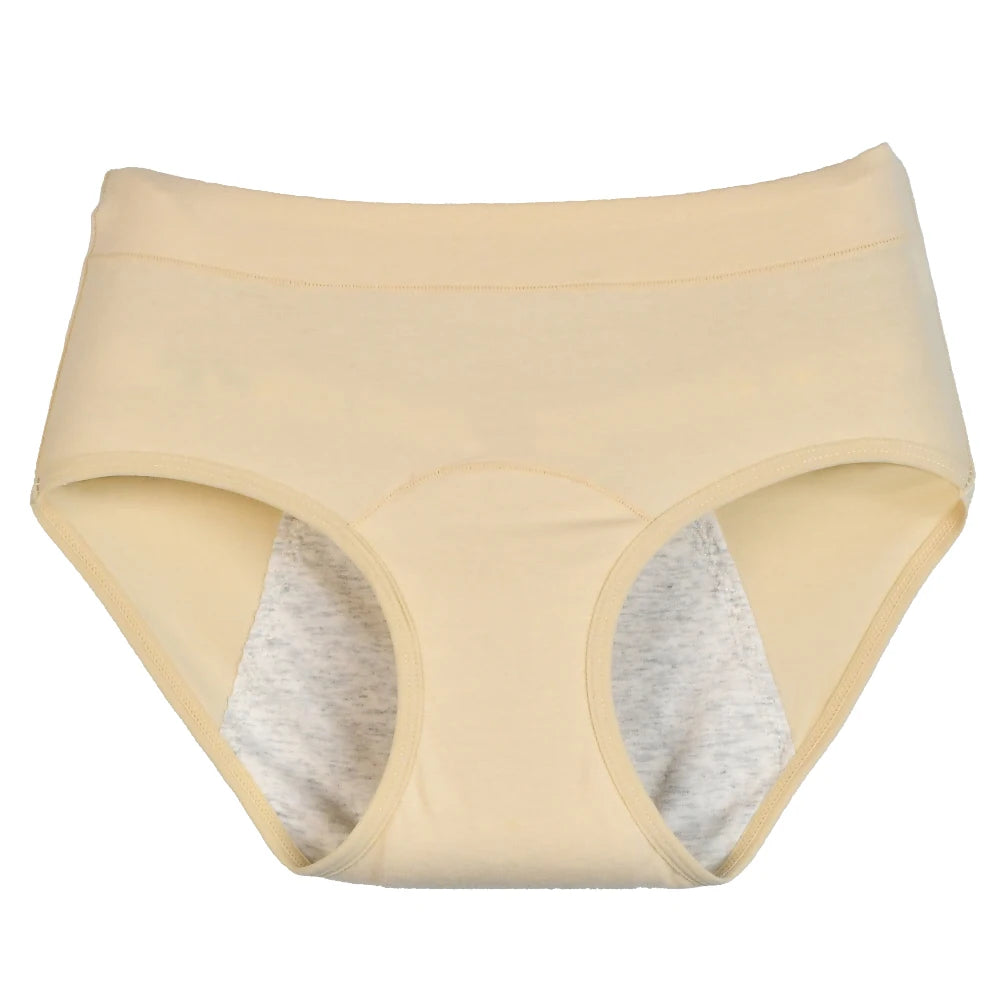 Women's Cotton Menstrual Underwear – Leakproof Medium-Waist Period Panties, Plus Sizes XL-6XL