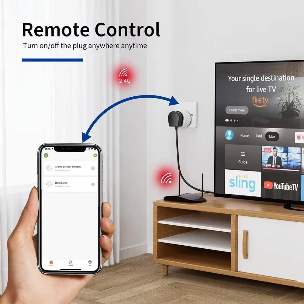 20A TUYA UK Smart Plug WiFi, Power Monitor, Alexa/Google