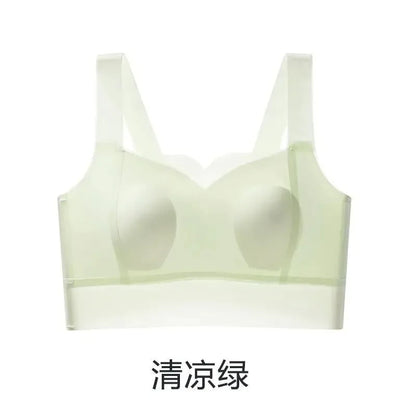 Summer ultra-thin no-mark underwear women's large breasts show small side breast strapless anti-go bra ice silk sling vest