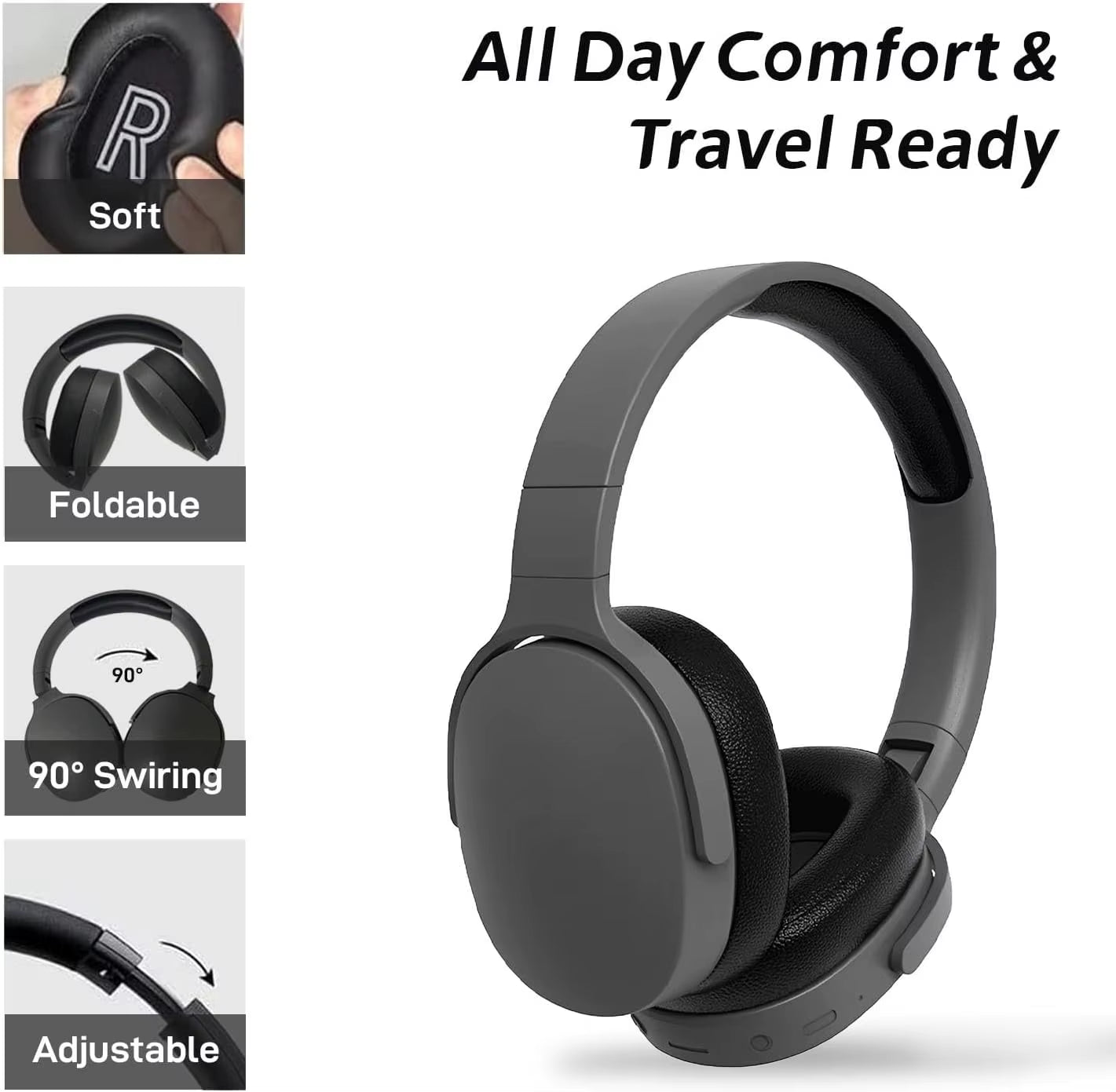 P2961 Wireless Bluetooth 5.3 Over-Ear Headphones with Mic