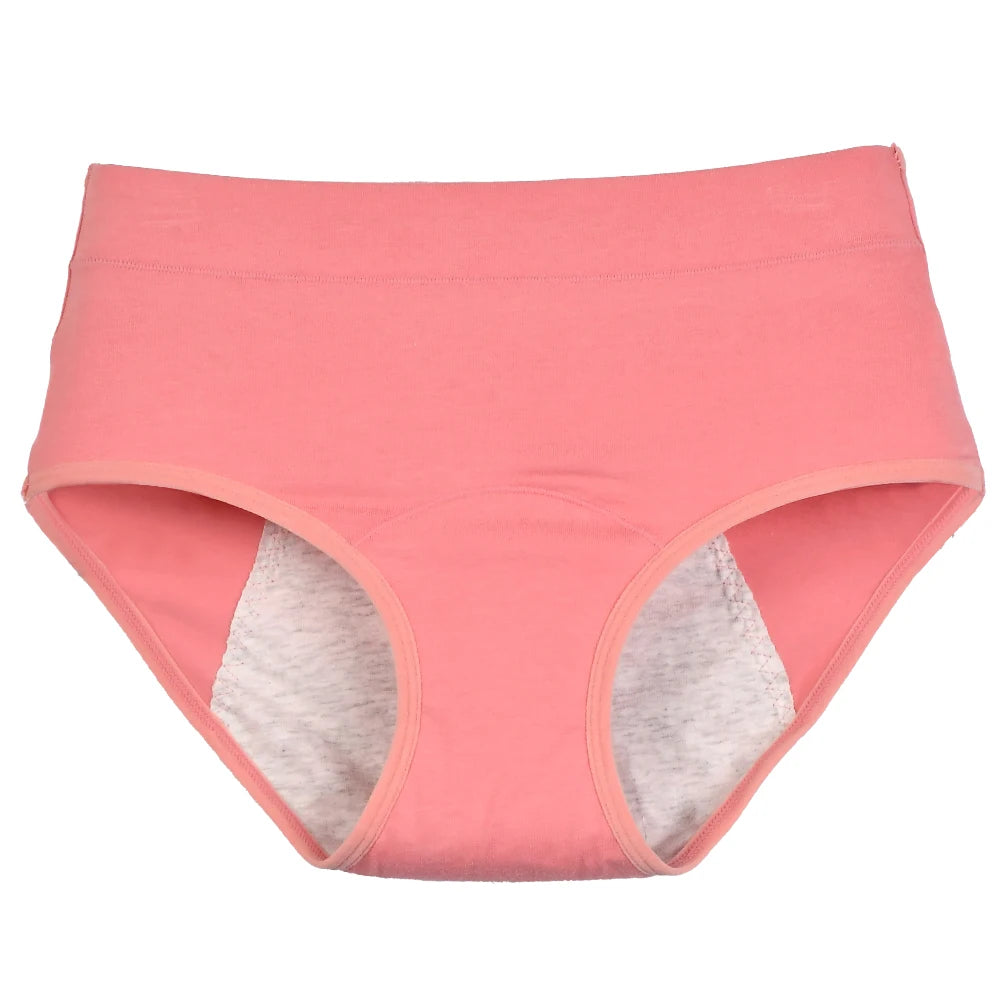 Women's Cotton Menstrual Underwear – Leakproof Medium-Waist Period Panties, Plus Sizes XL-6XL