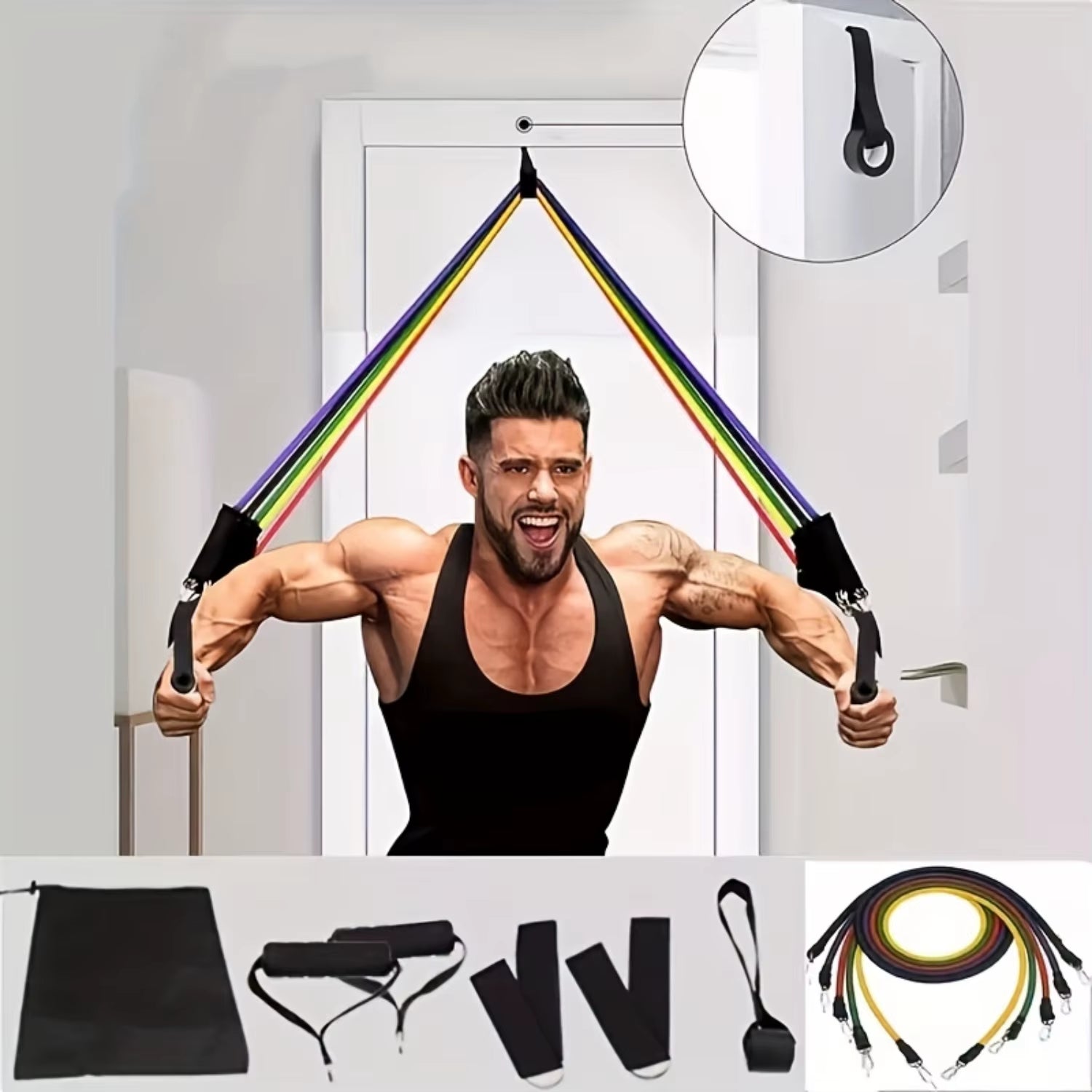 11Pcs TPE Resistance Bands Set with Door Anchor & Straps