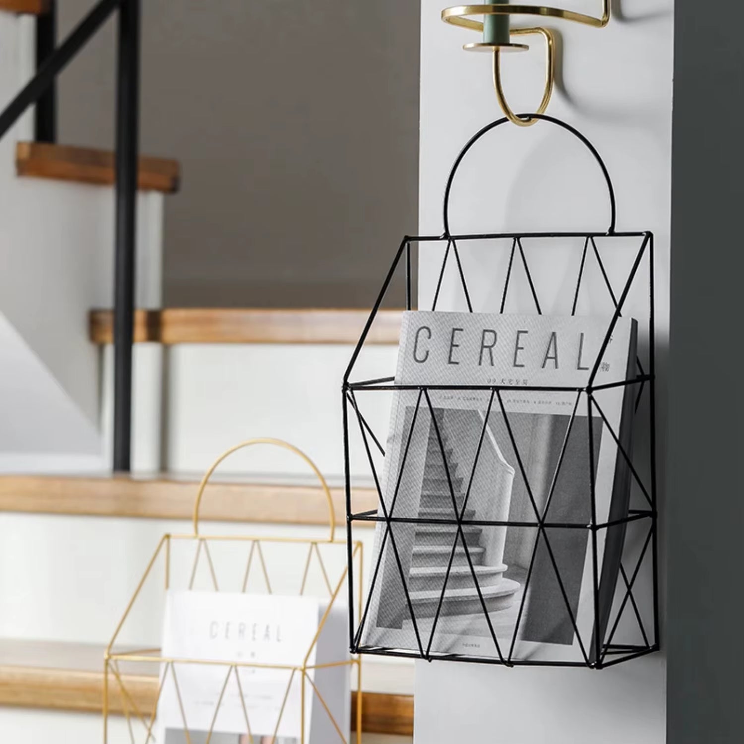 "Nordic Metal Wall-Mounted Magazine & Newspaper Display Rack"