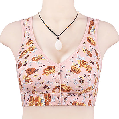 Thin Confortable Bra For Women Wire Free Bras Cotton Front Closure Underwear Female Everyday Lingerie Colorful Floral